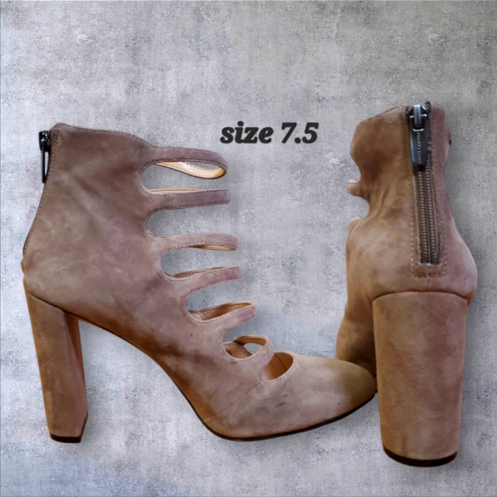 Vince Camuto‎ Davel Women's Taupe Suede Block Heel Pump Party Going Out 7.5M